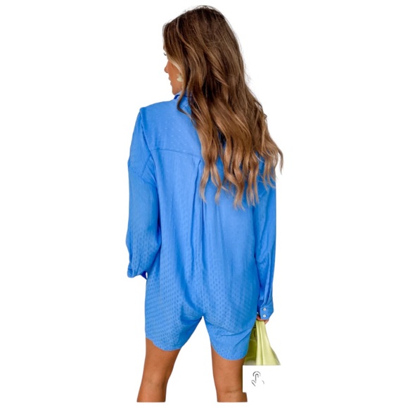 NWOT All About Fun Jacquard Romper Blue Size Small - Picture 5 of 12